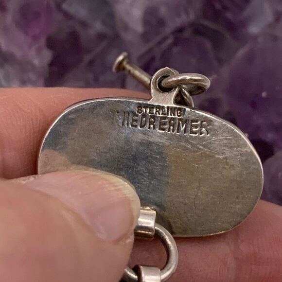 THE DREAMER Vintage Sterling Silver 925 Fossil Stone Boho Unique Bracelet #788 - Picture 4 of 13